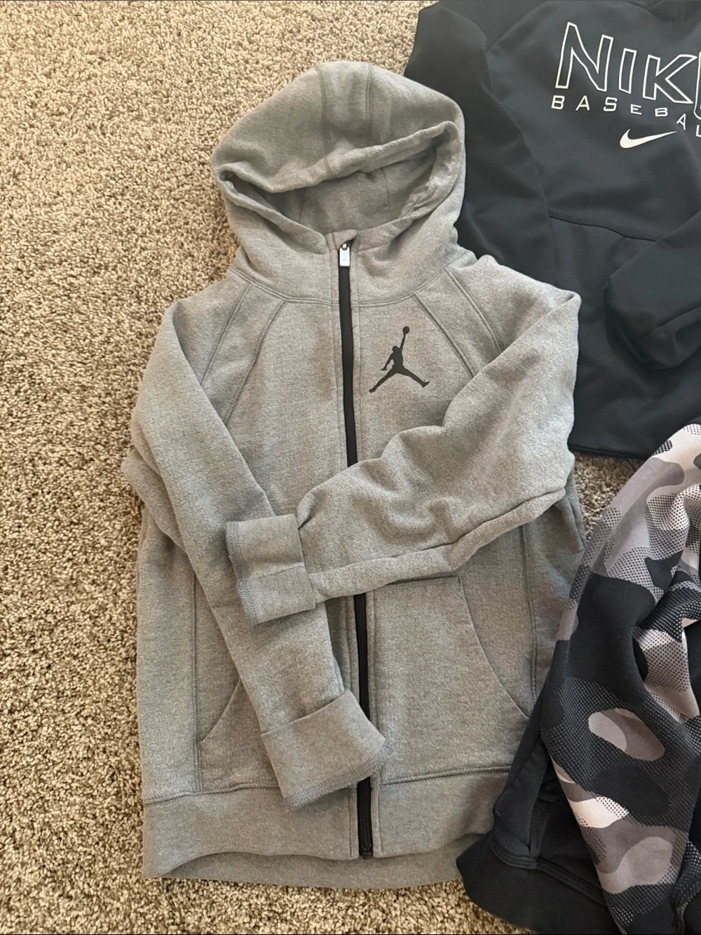 Nike Kids Black & Gray Camo Zip Hoodie